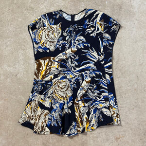 Stella McCartney Mini Dress Tunic Top Women’s Size 10 Blue White Tiger Zip Back